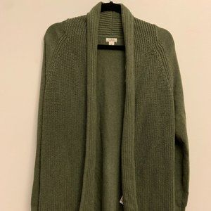 L.L. Bean Open Cardigan Sage Green 100% Cotton